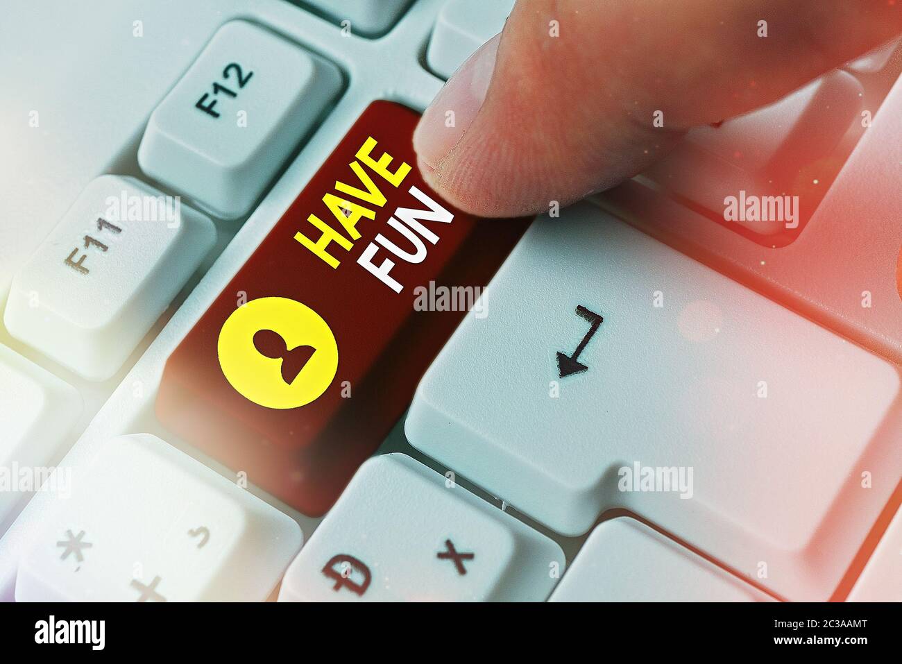 Text sign showing Have Fun. Business photo showcasing doing a task that ...