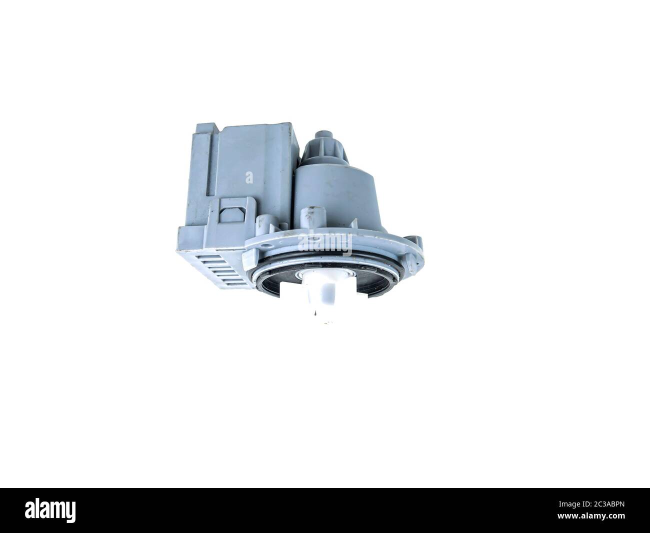 Motor pump with impeller of a washing machine on a white background