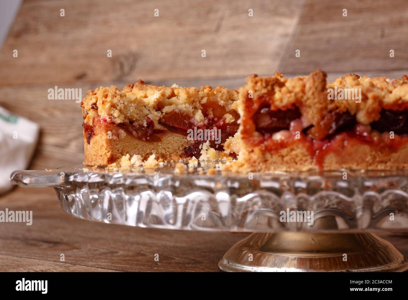 plum crumble cake Stock Photo