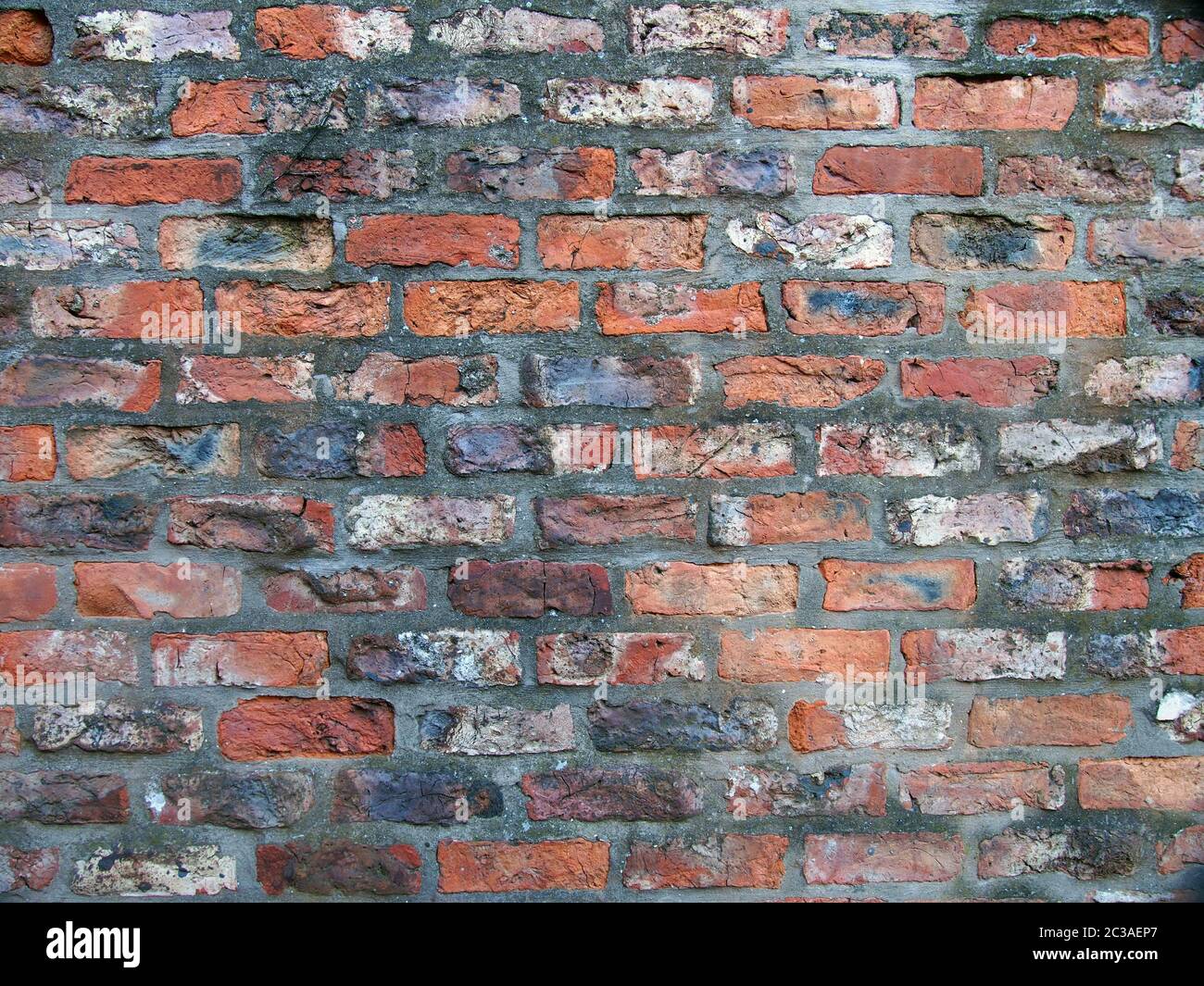 full frame image of an old weathered red brick wall Stock Photo