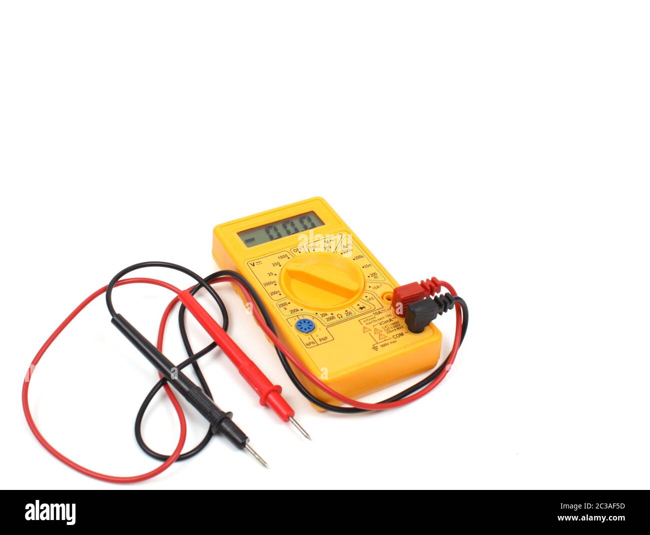 Yellow digital multimeter over white Stock Photo Alamy