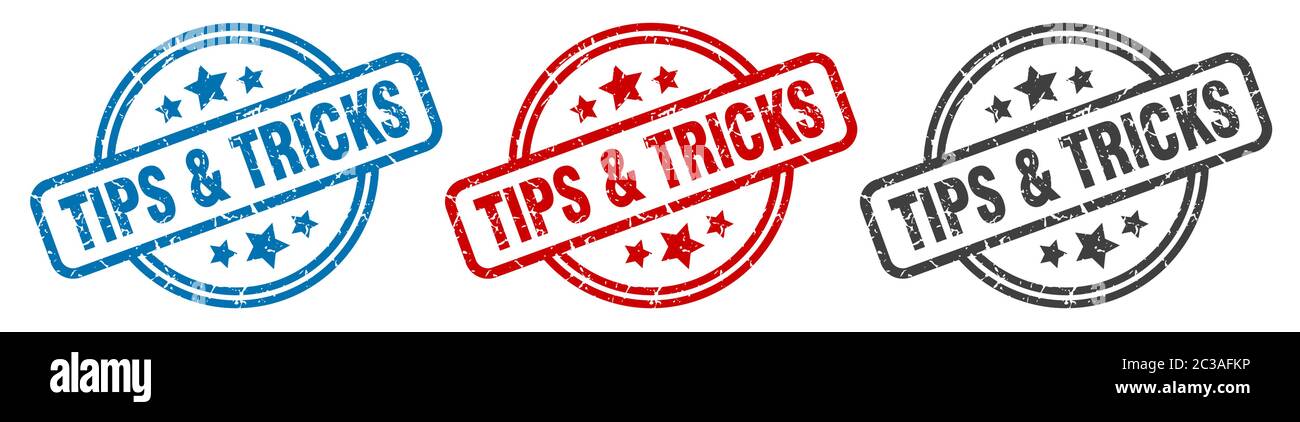 tips & tricks stamp. tips & tricks round isolated sign. tips & tricks label set Stock Vector
