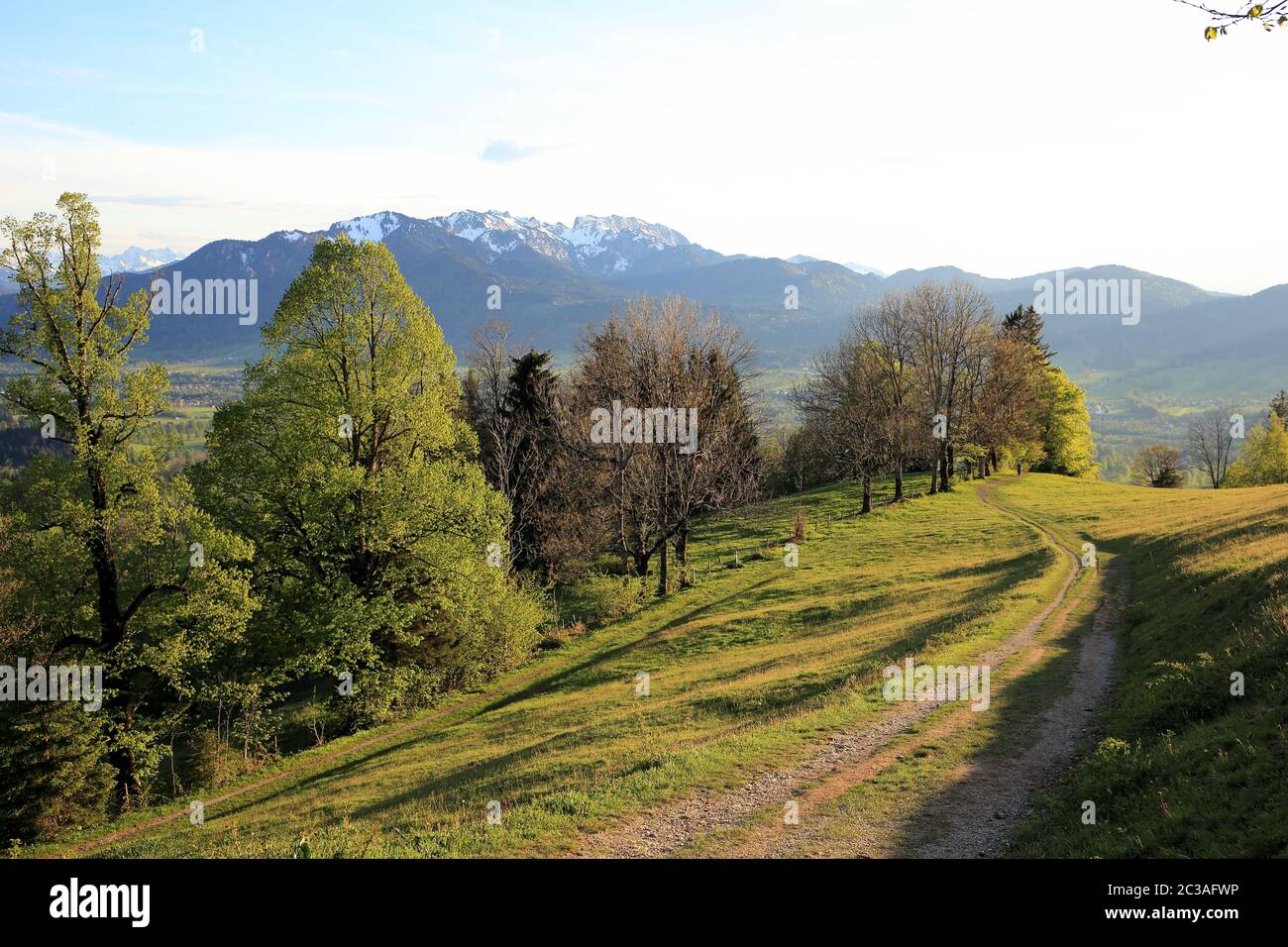 natural spring landscape with mountains at evening Stock Photo
