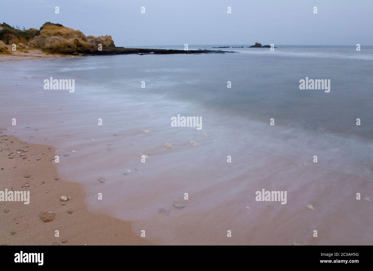 the famous beach of Olhos de Agua in Albufeira. Long exposure, Algarve, Portugal. Stock Photo