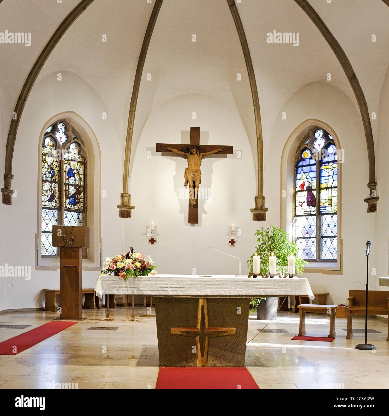 Parish Church of St. Mariä Himmelfahrt, inside view, Bottrop, Ruhr Area, Germany, Europe Stock Photo