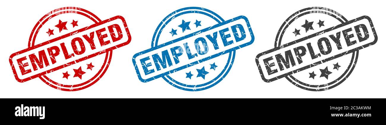 employed stamp. employed round isolated sign. employed label set Stock Vector
