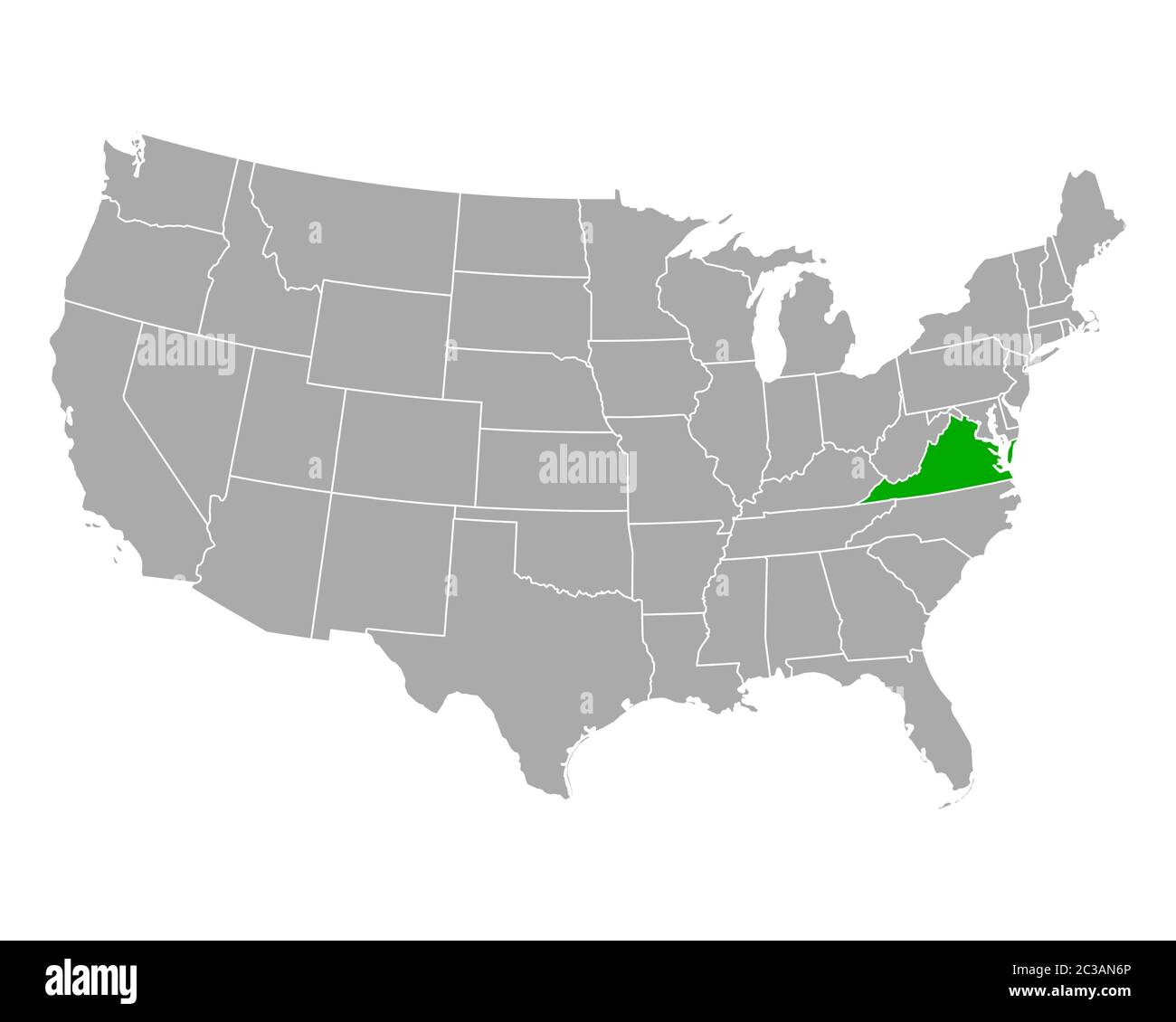 Virginia On Us Map Map Of Virginia In Usa Stock Photo - Alamy