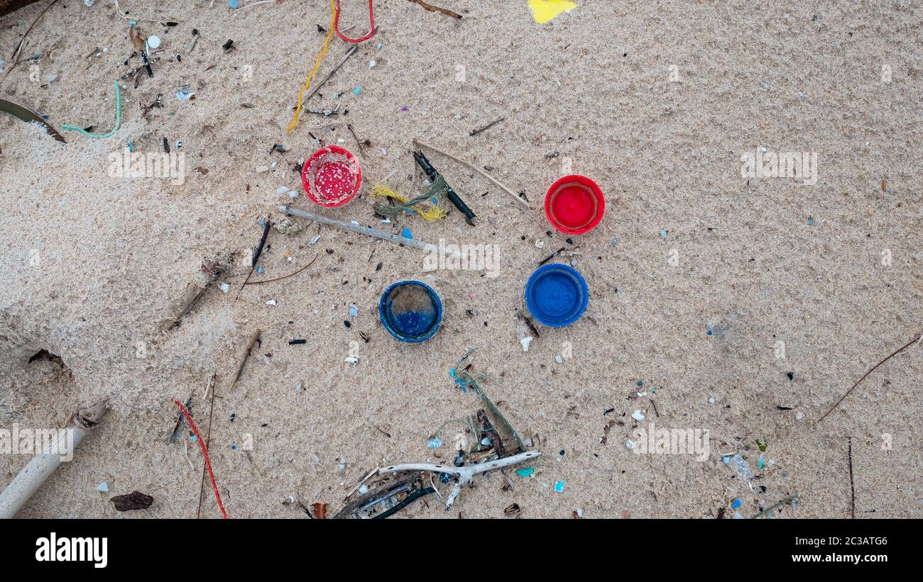Environmental pollution. Ecological problem. Garbages, bottle cap