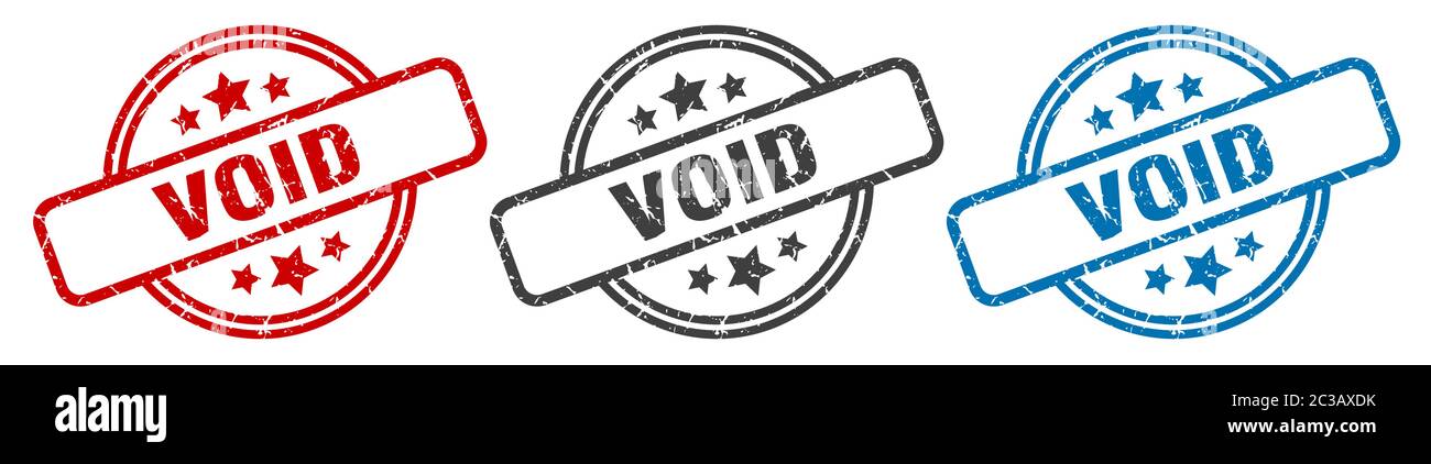 void stamp. void round isolated sign. void label set Stock Vector