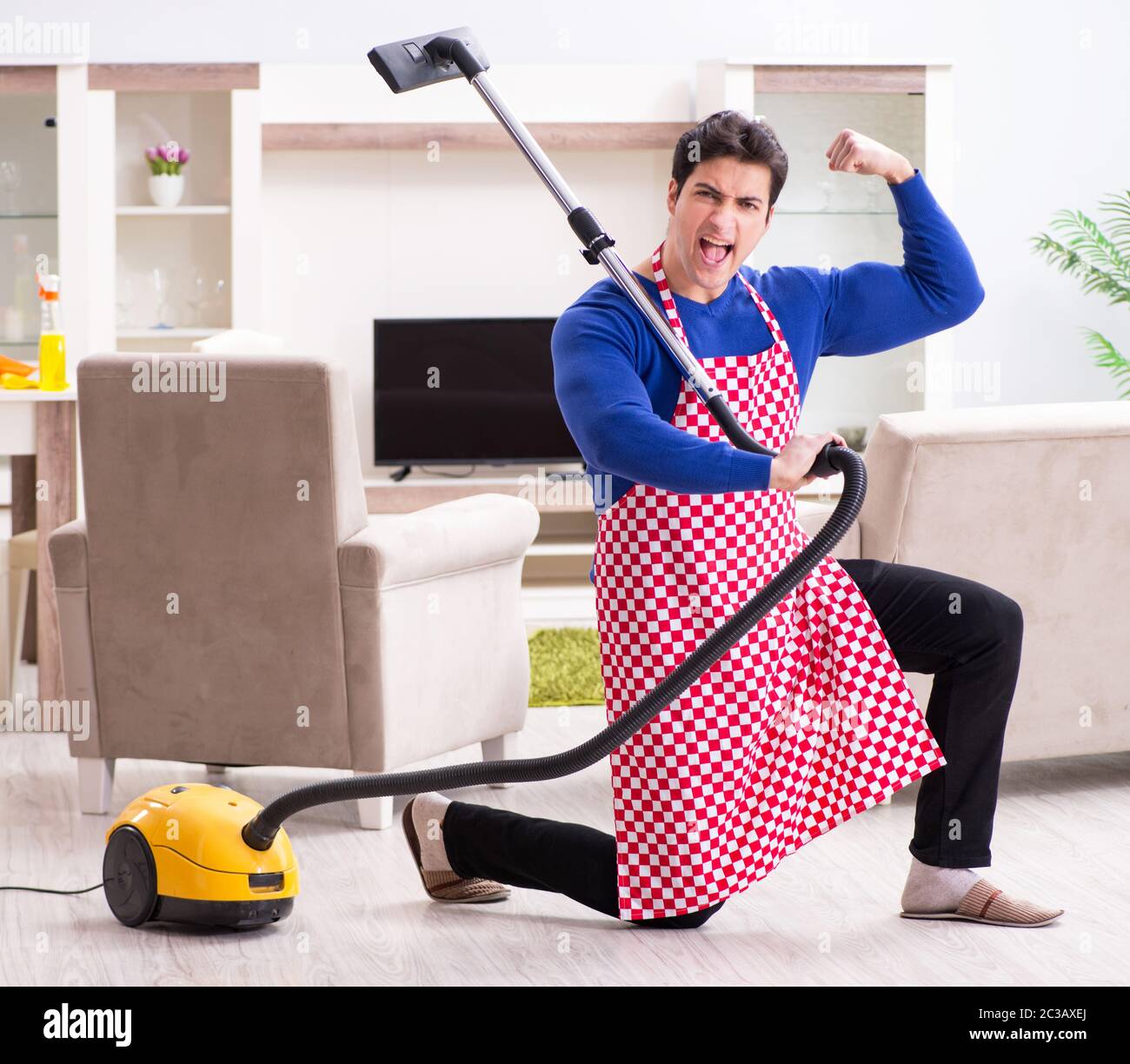 Houseman housekeeping cleaning vacuum cleaner hires stock photography