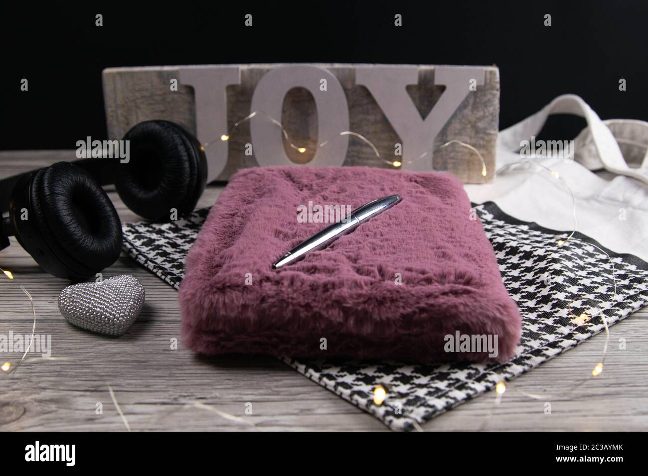 Leather handbag, clean blank notepad, pen, glasses, watch on a wooden background, top view. Free space for text. Workplace business background Stock Photo
