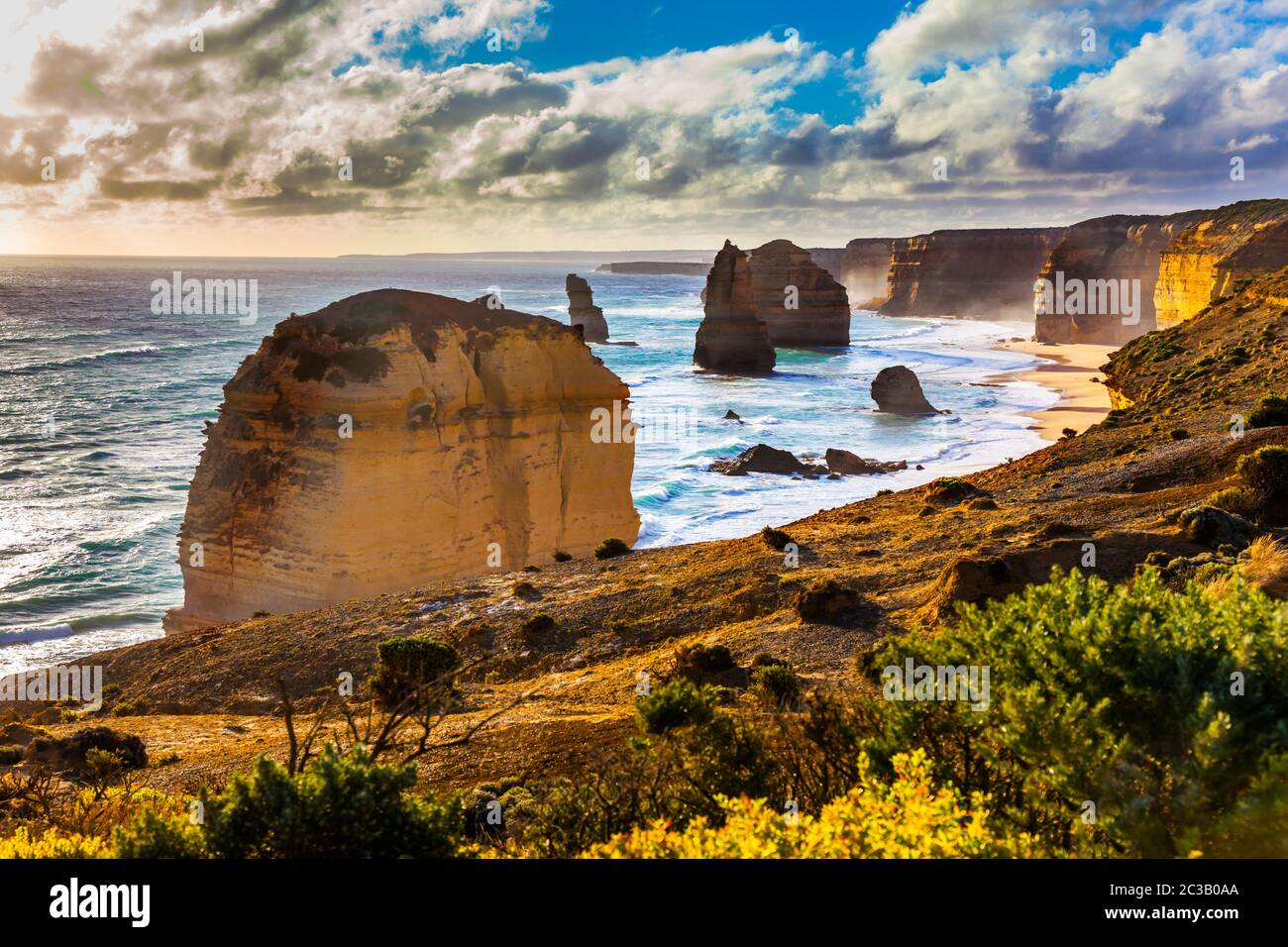 The Twelve Apostles at sunset Stock Photo