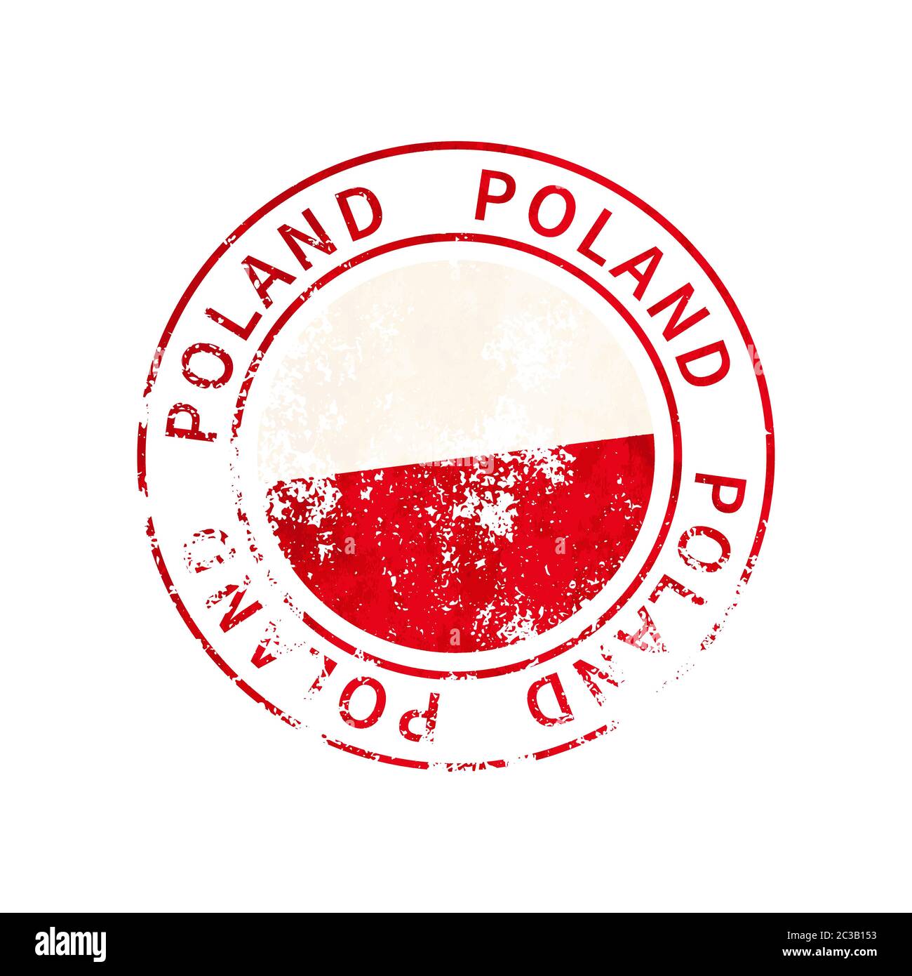 Poland sign, vintage grunge imprint with flag on white Stock Vector