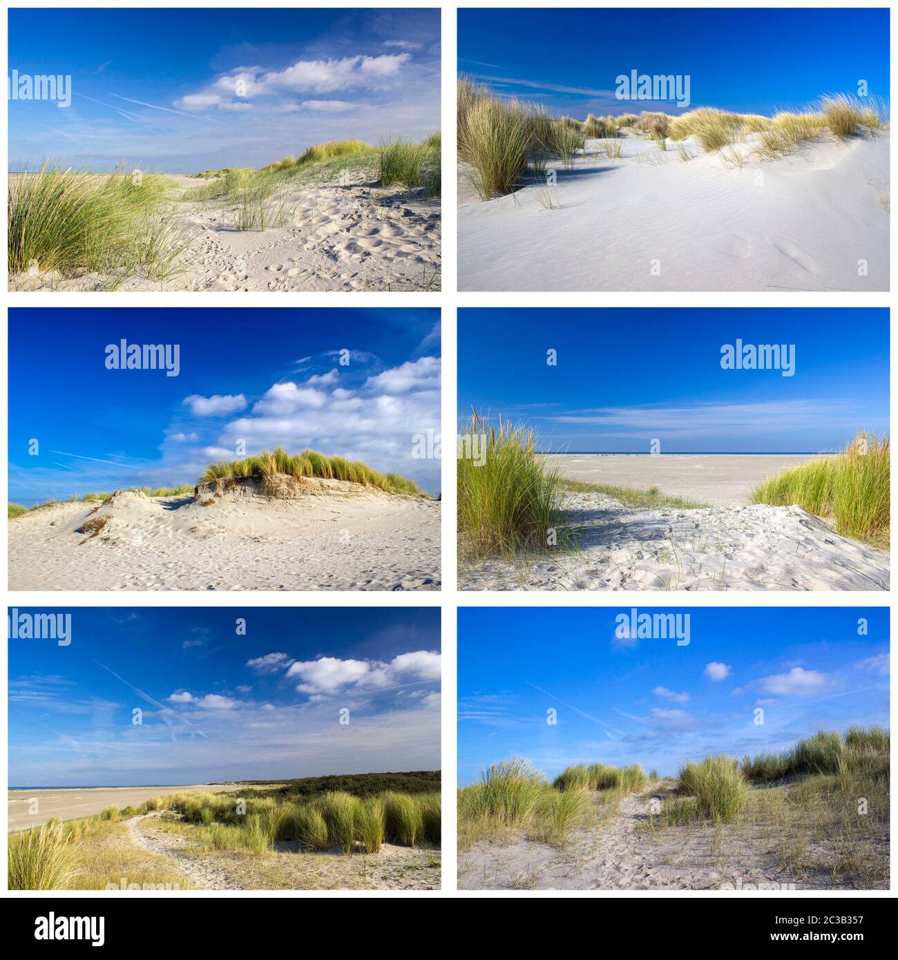 pictures with the dunes in Renesse in the Netherlands - collage Stock Photo