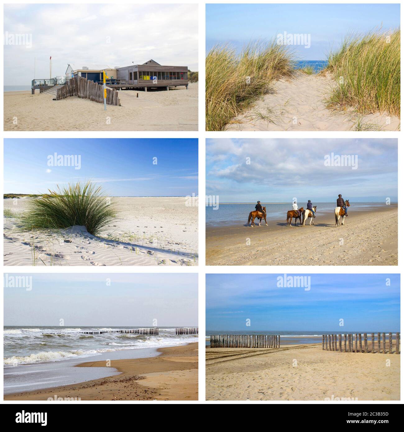 pictures with the beach in Renesse in the Netherlands - collage Stock Photo