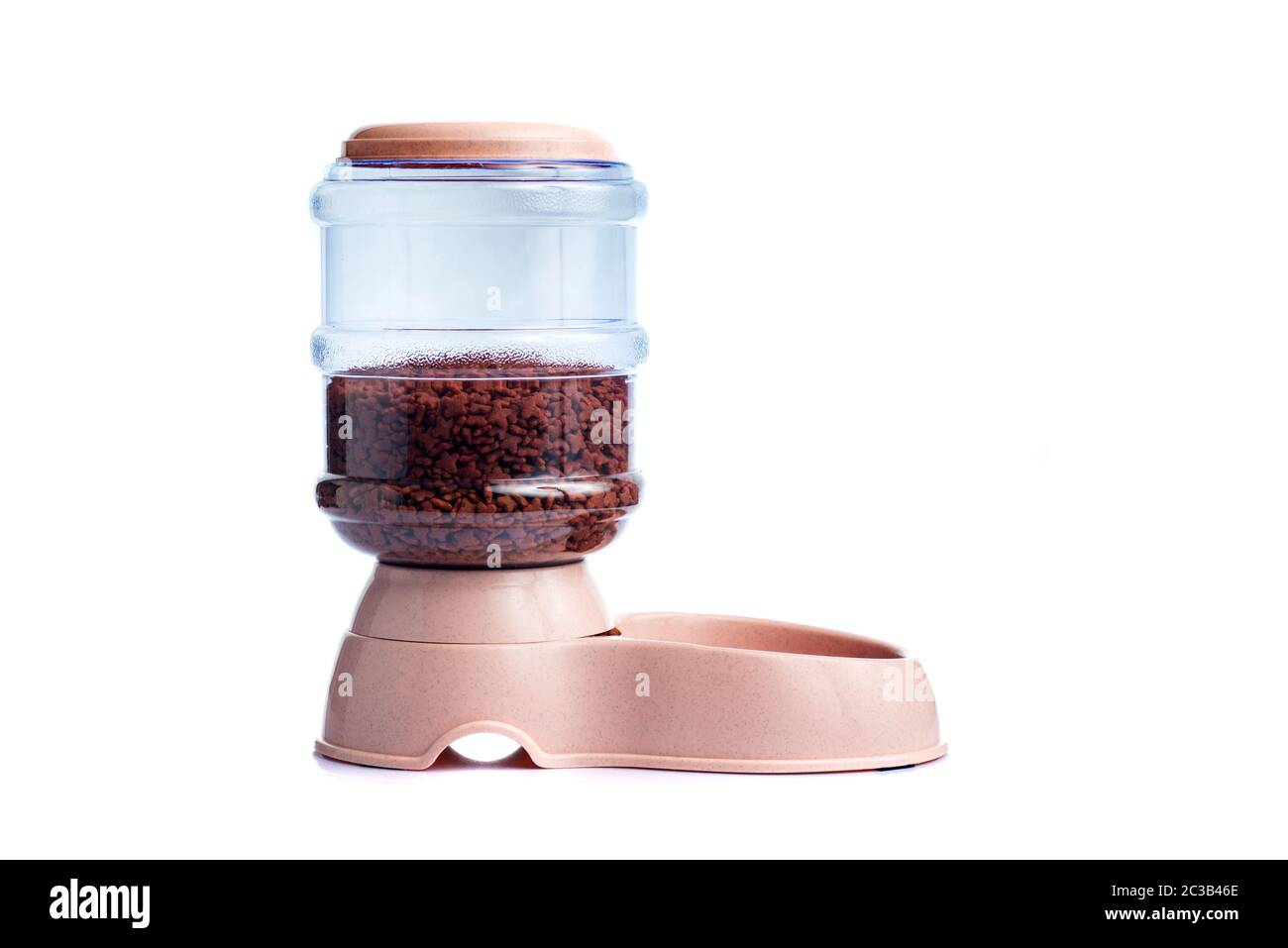 Pet Dry Food Storage Meal Feeder Dispenser or pet food dispenser on a white background Stock