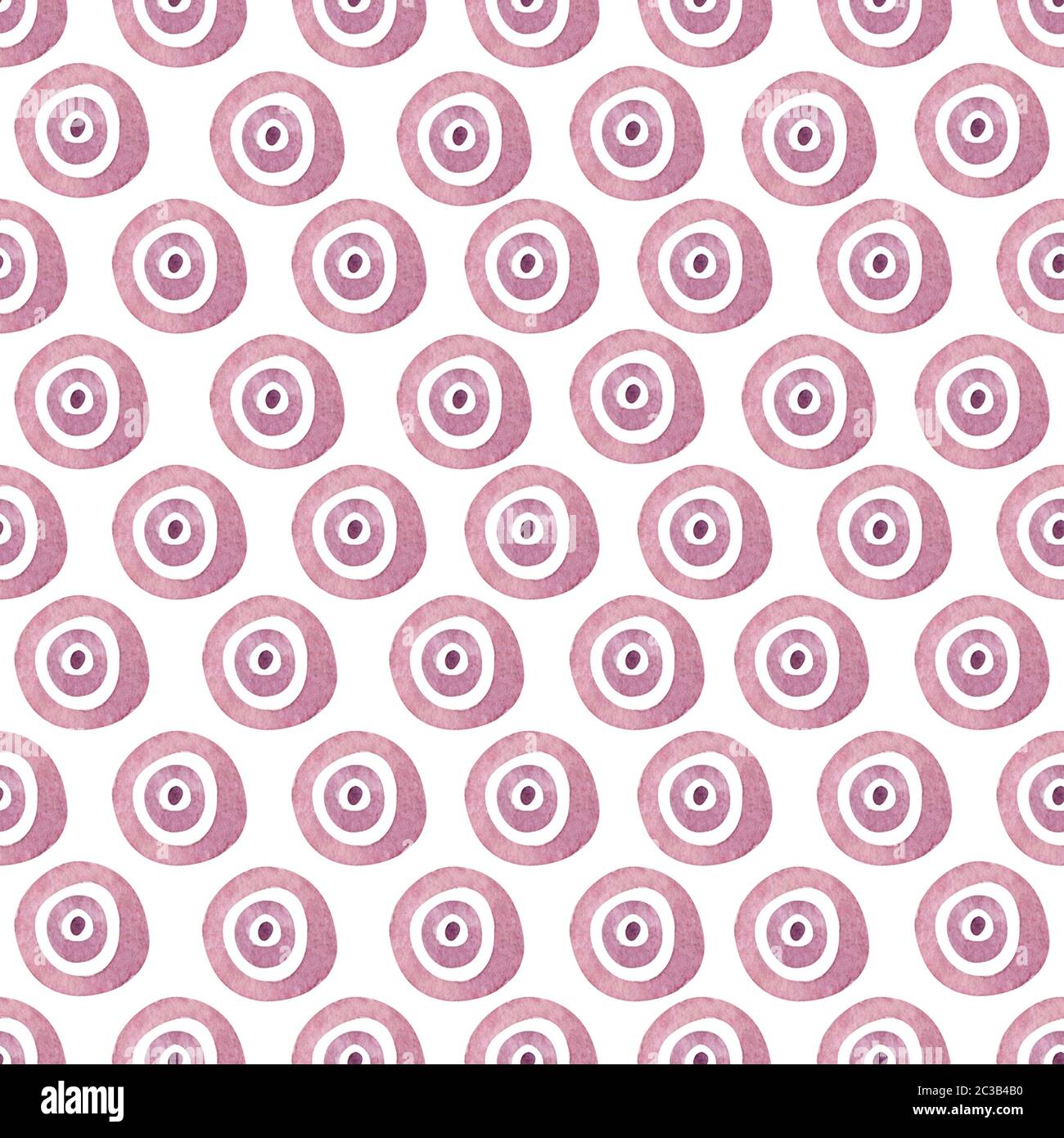 Seamless pattern, polka dot fabric, hand drawn watercolor dot on white ...