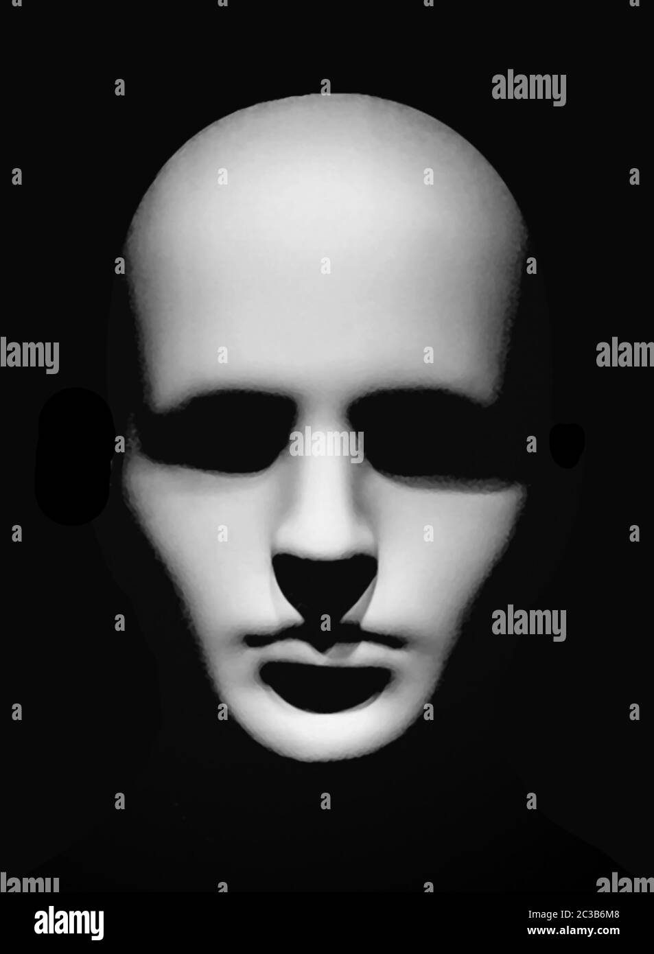 Eyes Closed Alien Head Scary Poster Stock Photo