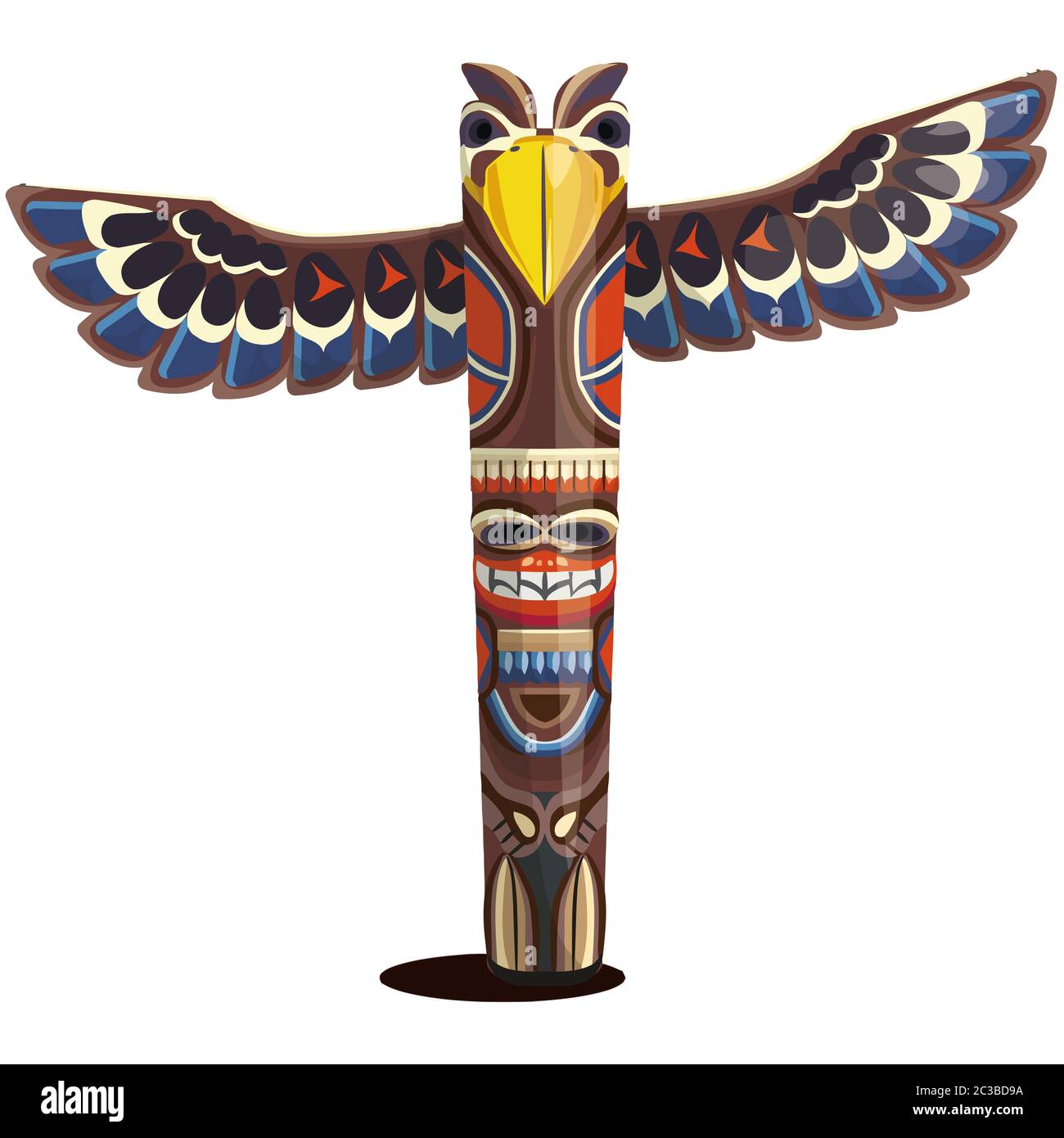 indigenous eagle cultural totem pole tribal illustration Stock Photo ...