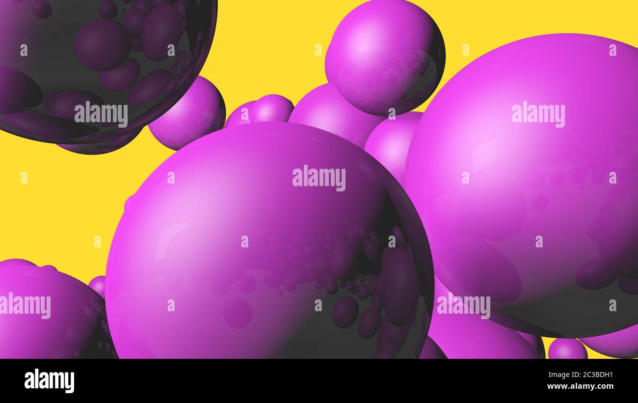 3d rendering Spheres Abstract background glossy Pink bubbles balls on ...