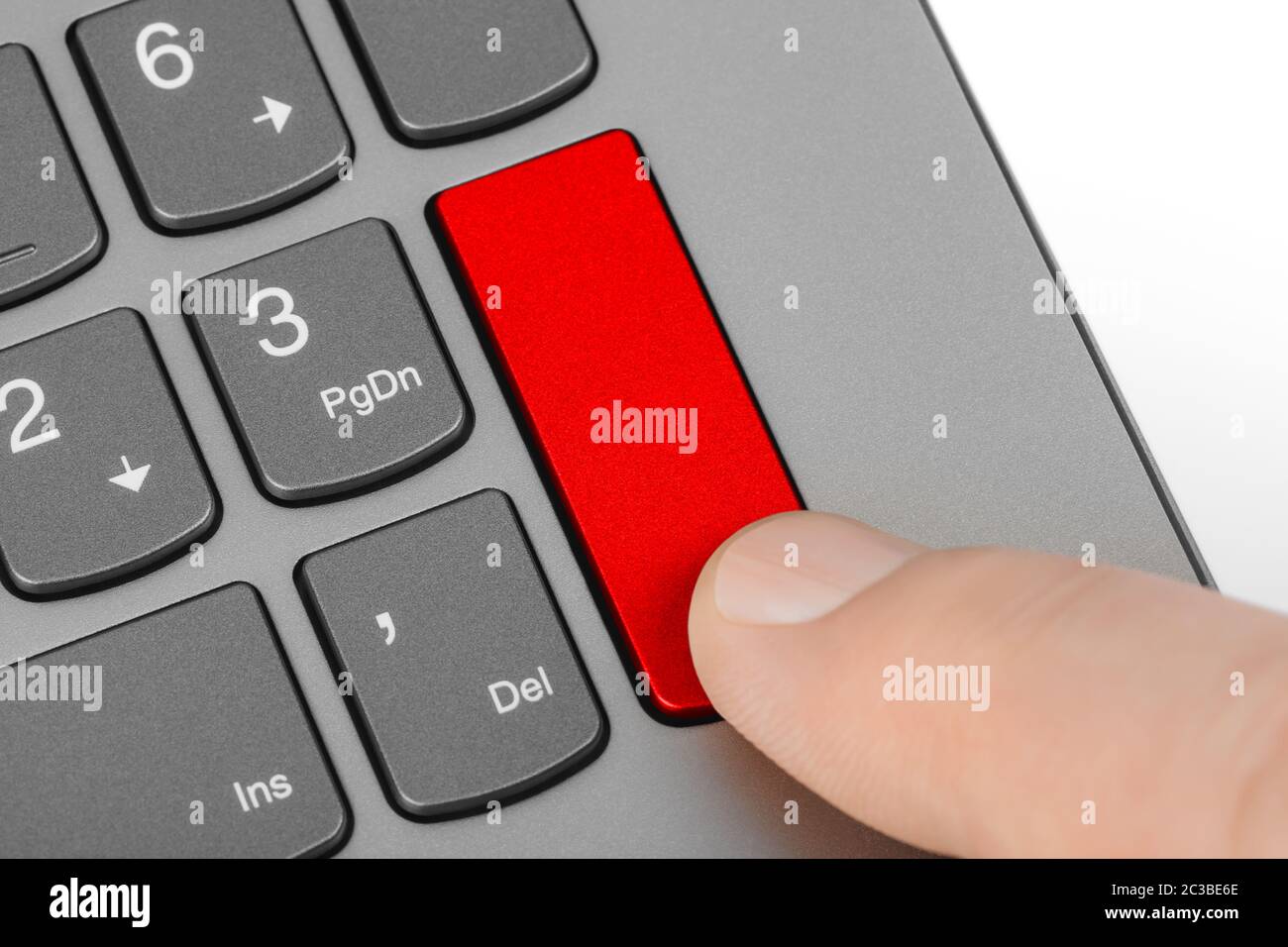 Computer notebook keyboard with blank red key Stock Photo