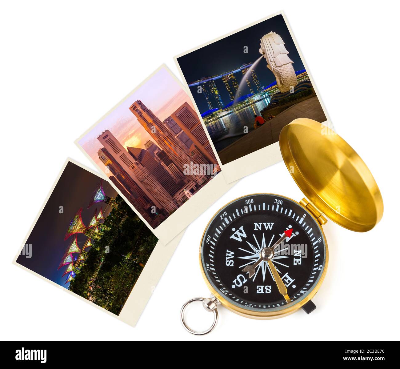 Singapore travel images (my photos) and compass Stock Photo Alamy