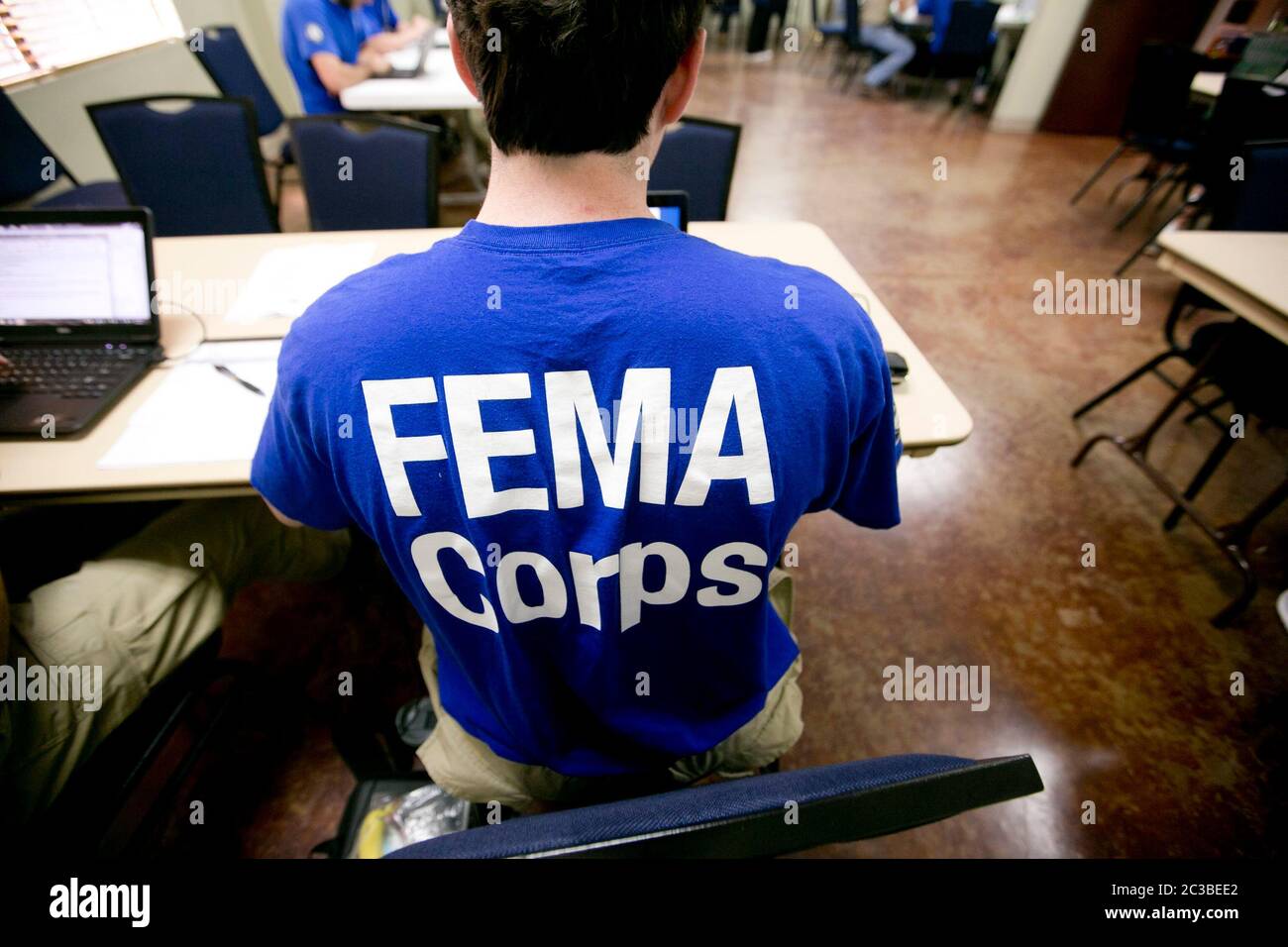 FEMA in Wimberley, Texas - Wimberley, Texas USA June 6th, 2015: The Federal Emergency Management Agency set up a mobile intake center (MRIC) to serve local residents who want to register for federal aid after devastating floods hit the area over the Memorial Day weekend.   ©Marjorie Kamys Cotera/Daemmrich Photography Stock Photo