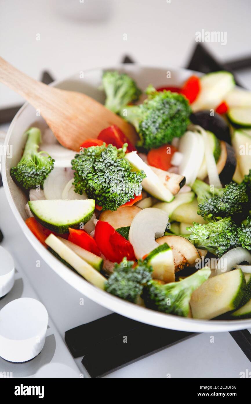 Cooking process of vegetable stew Stock Photo Alamy