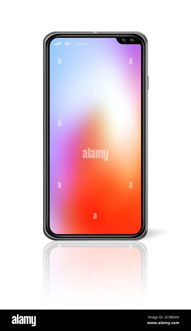 All-screen digital colorful blank smartphone mockup isolated on white ...