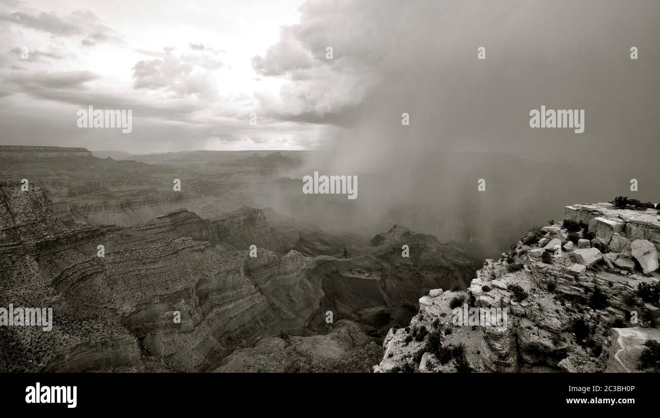 Rain over Grand Canyon at Desert Tower Stock Photo - Alamy
