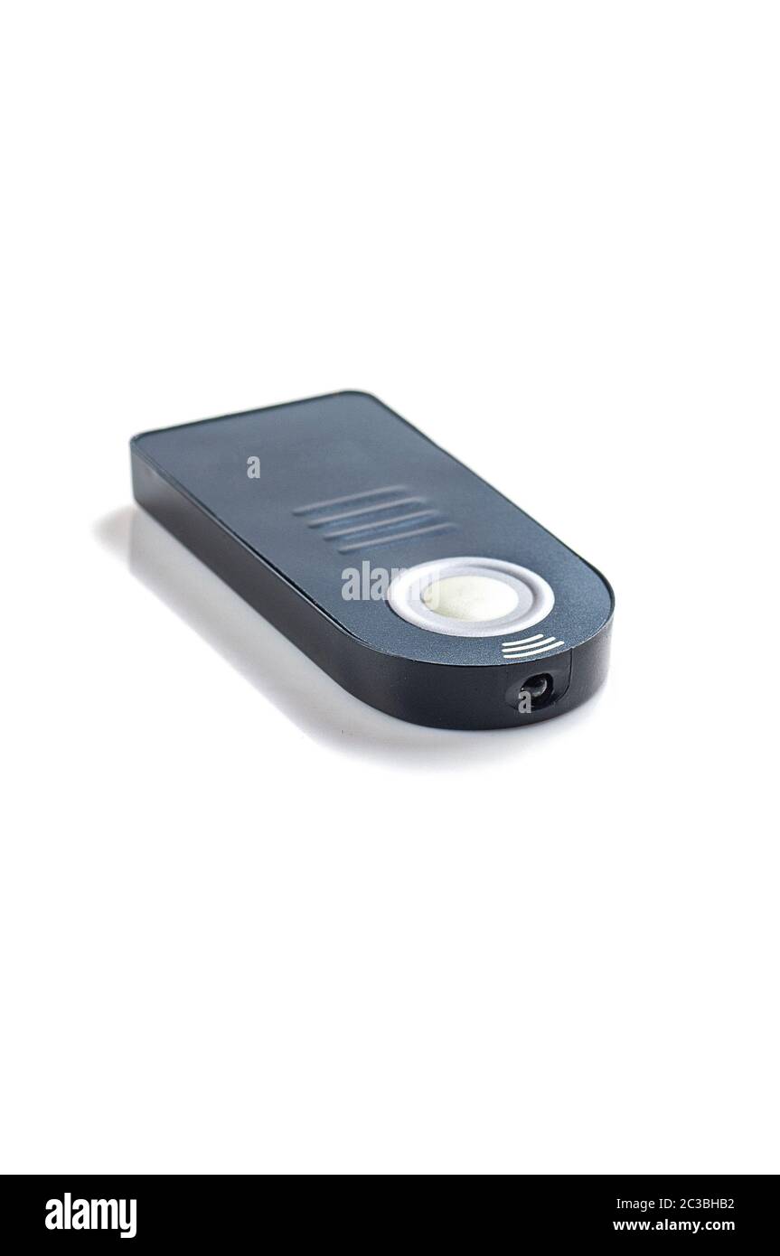 Wireless Remote control for DSLR camera. Isolated on white background Stock Photo