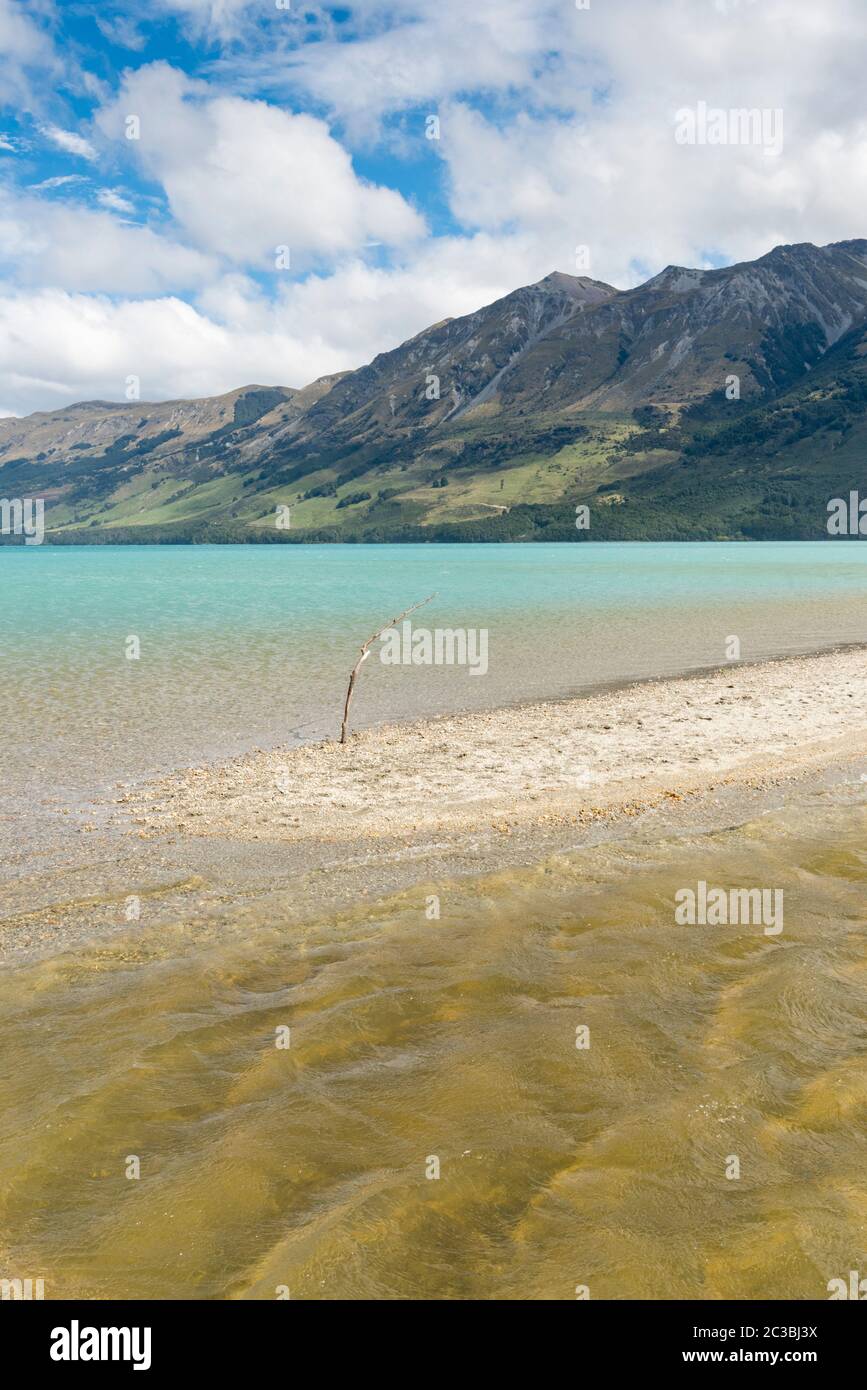 Lake Wakapiu at Glenorchy New Zealand showing the lakeland landscape Stock Photo