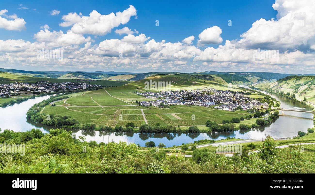 Moselle Loop at Trittenheim Rhineland-Palatinate Germany. Stock Photo