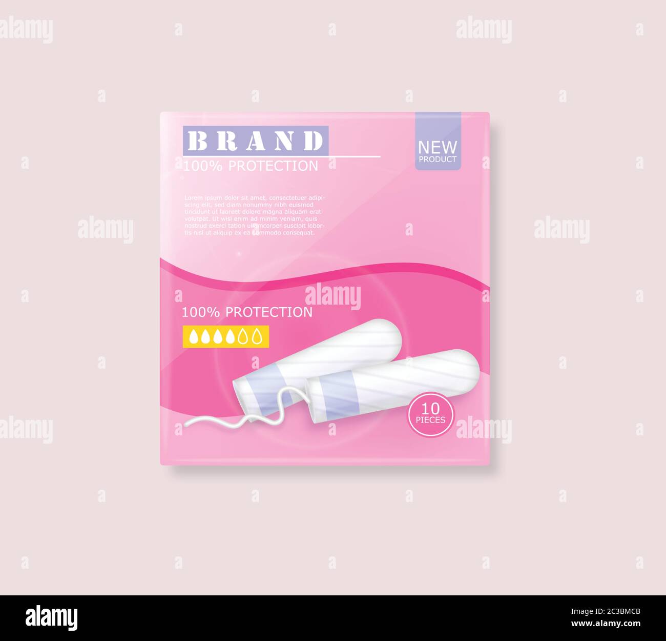 Menstrual cycle sanitary tampons advertisement package with place for