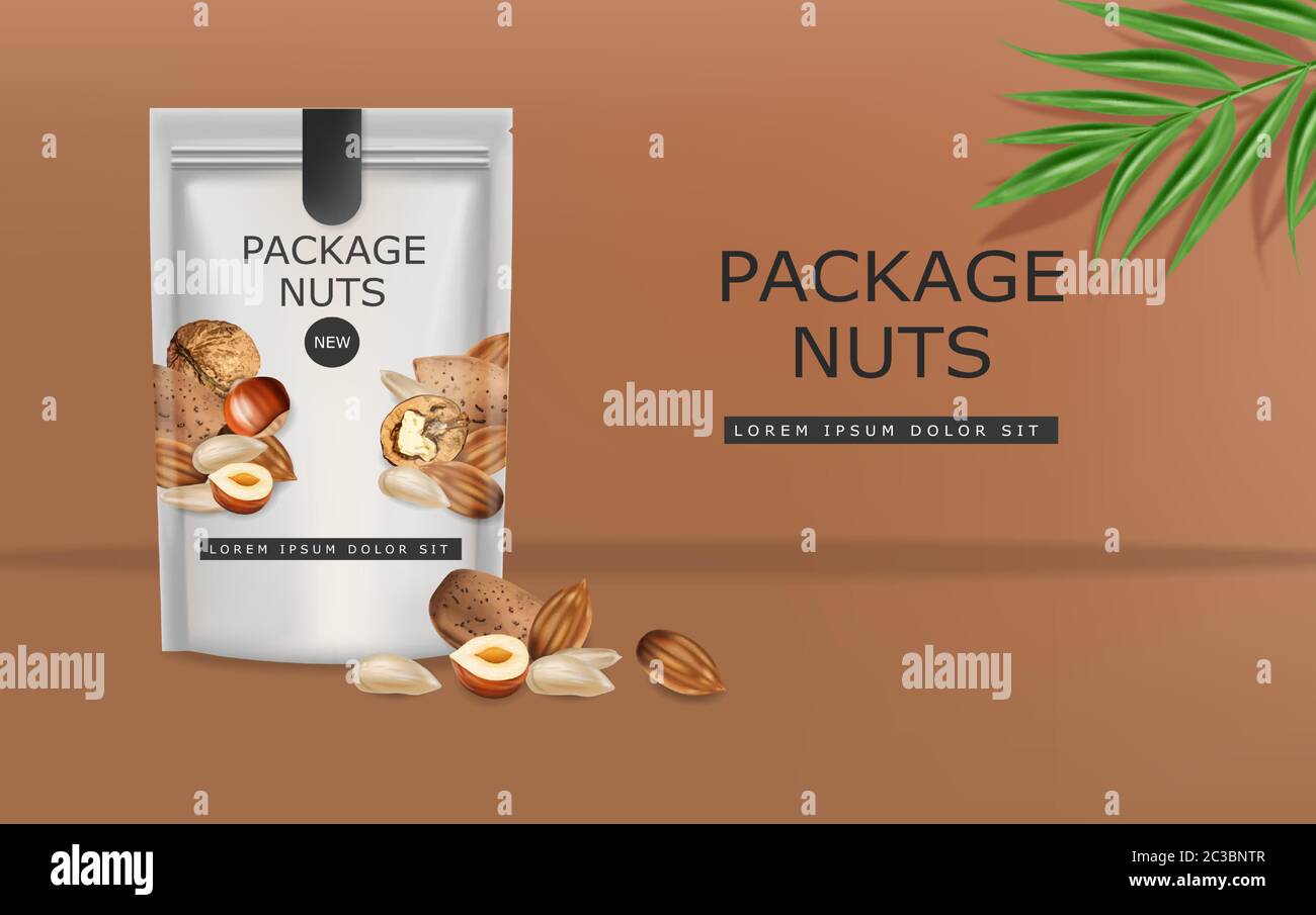 Download Nuts Vector Realistic Mock Up Greek Walnuts Almonds And Hazelnuts 3d Detailed Design Product Package Stock Vector Image Art Alamy