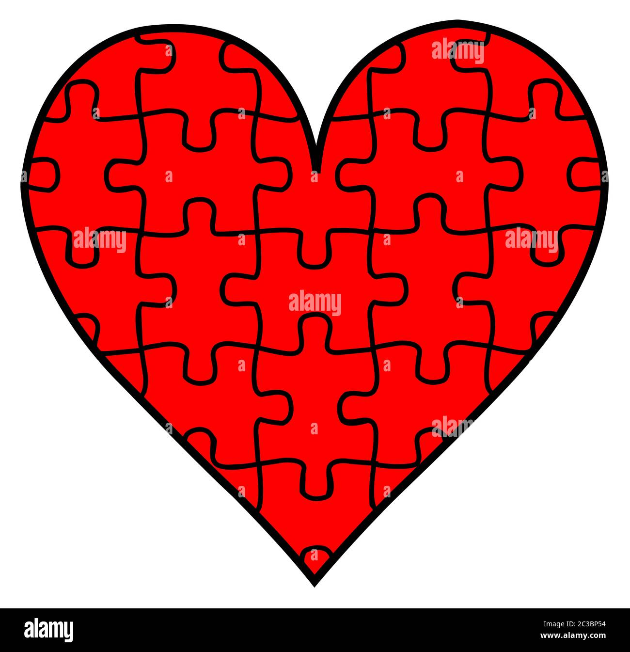 jigsaw piece puzzle game heart love shape illustration Stock Photo - Alamy