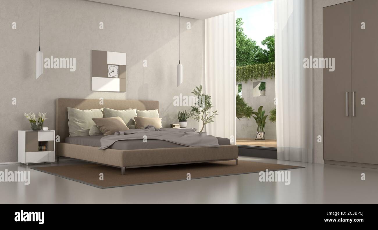 3d Illustration Of Interior Design Living Room With Bed Wardrobe. Interior  Is Made In Modern Minimalist Style Stock Photo, Picture and Royalty Free  Image. Image 69458780.