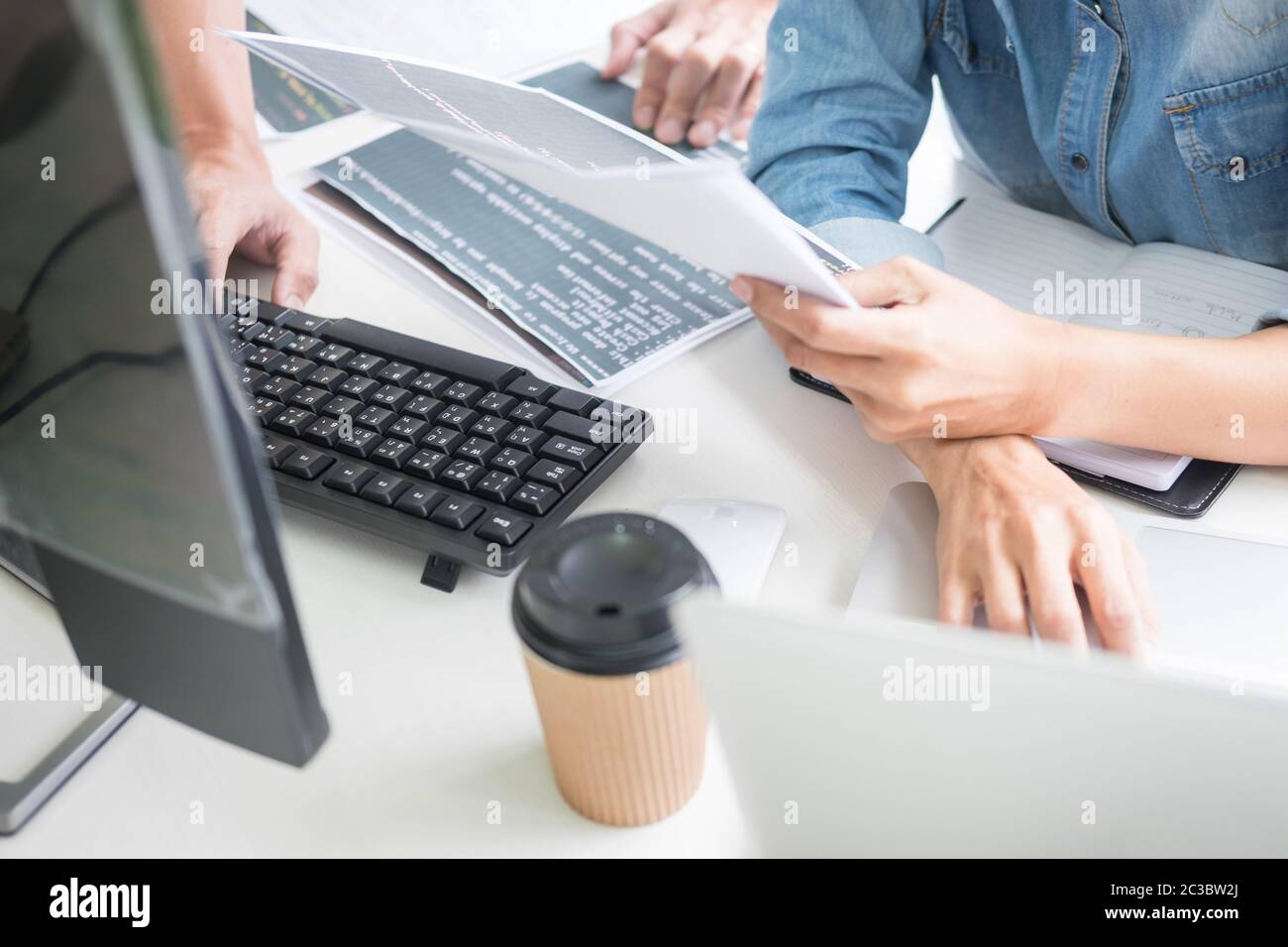 Asian team Outsource Developer Looking Screen Programming Code Working ...