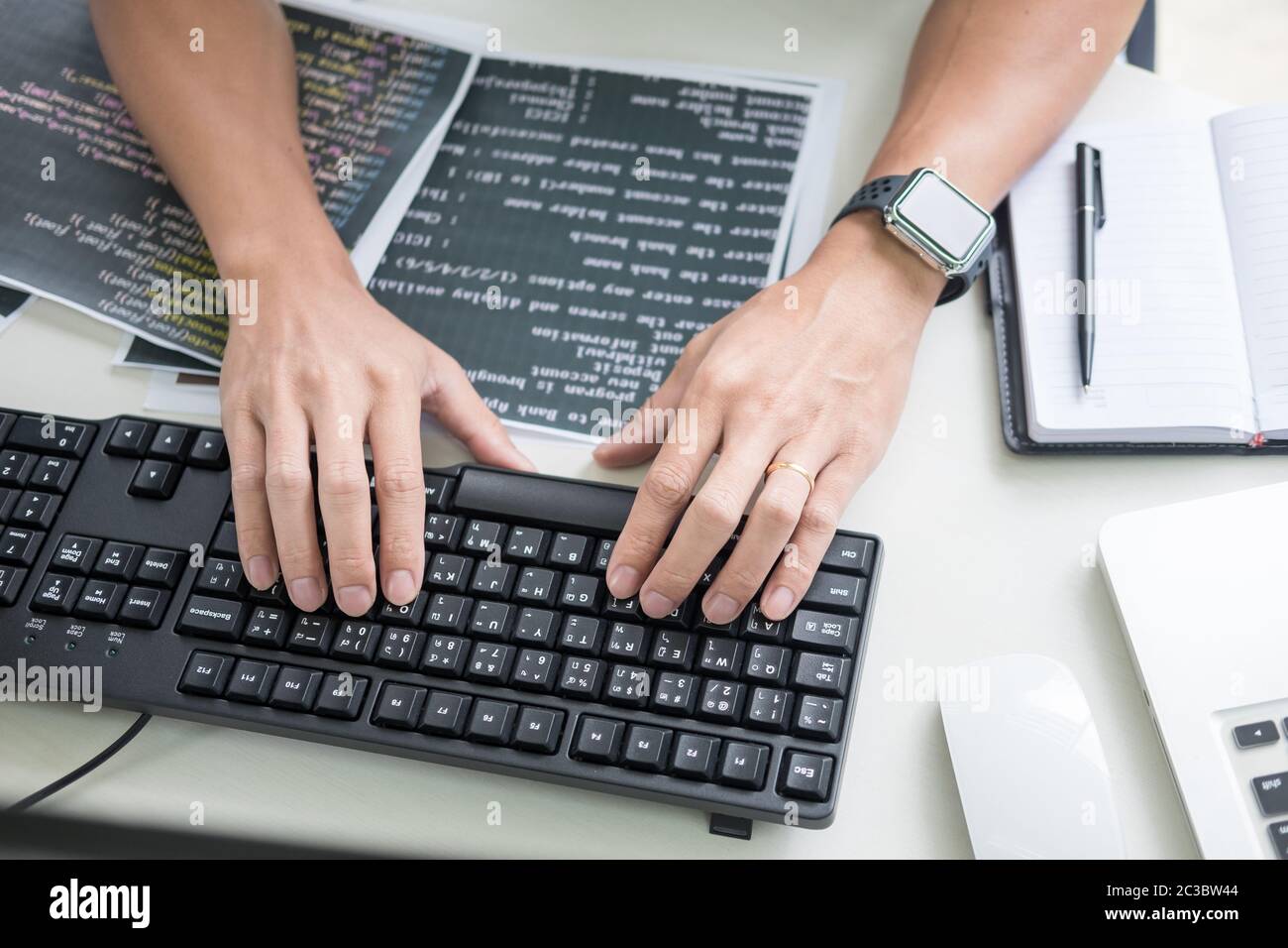 Asian team Outsource Developer Looking Screen Programming Code Working ... image.