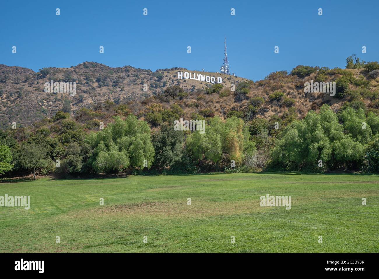 The famous inscription Hollywood on a hill in Los Angeles in the USA ...