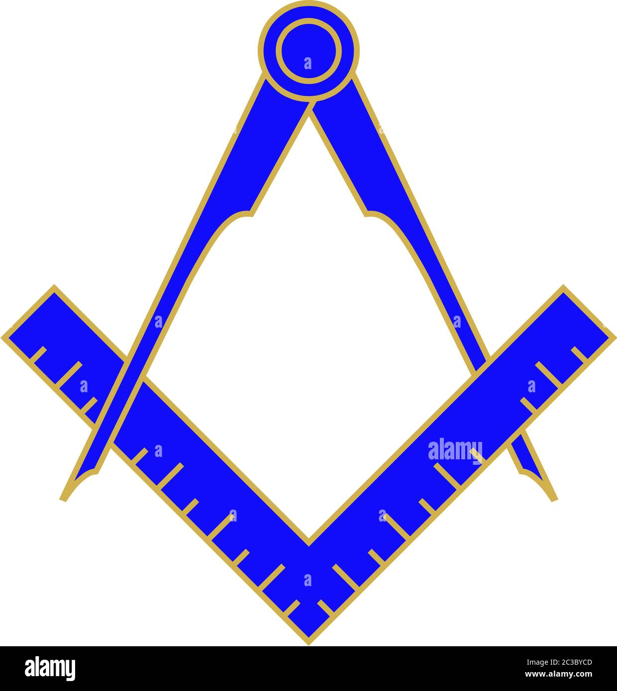 VTG Masonic Clock Face Freemasons Compass Ruler DIY 4" Blue Gold Peel Stick G 