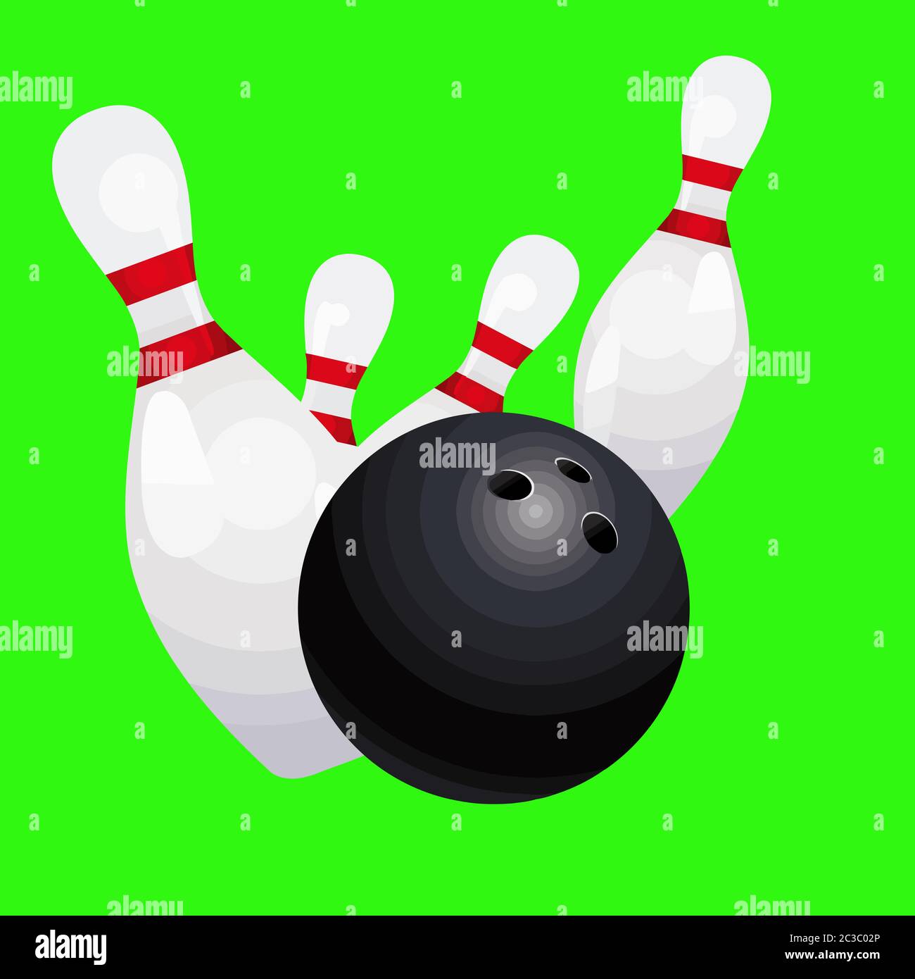 bowling ball pins strike game illustration Stock Photo Alamy