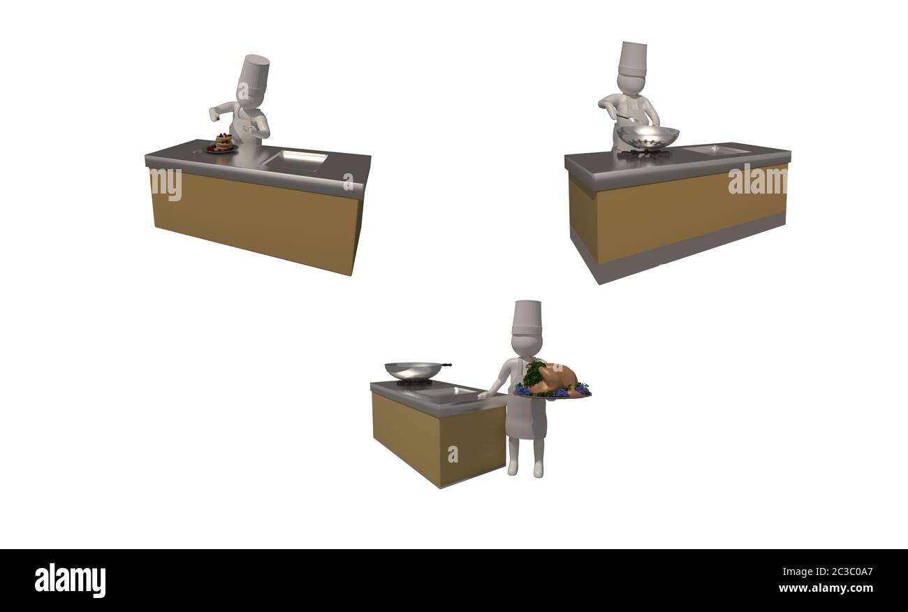 3d illustrator, 3d rendering, The chef symbol on a white background ...