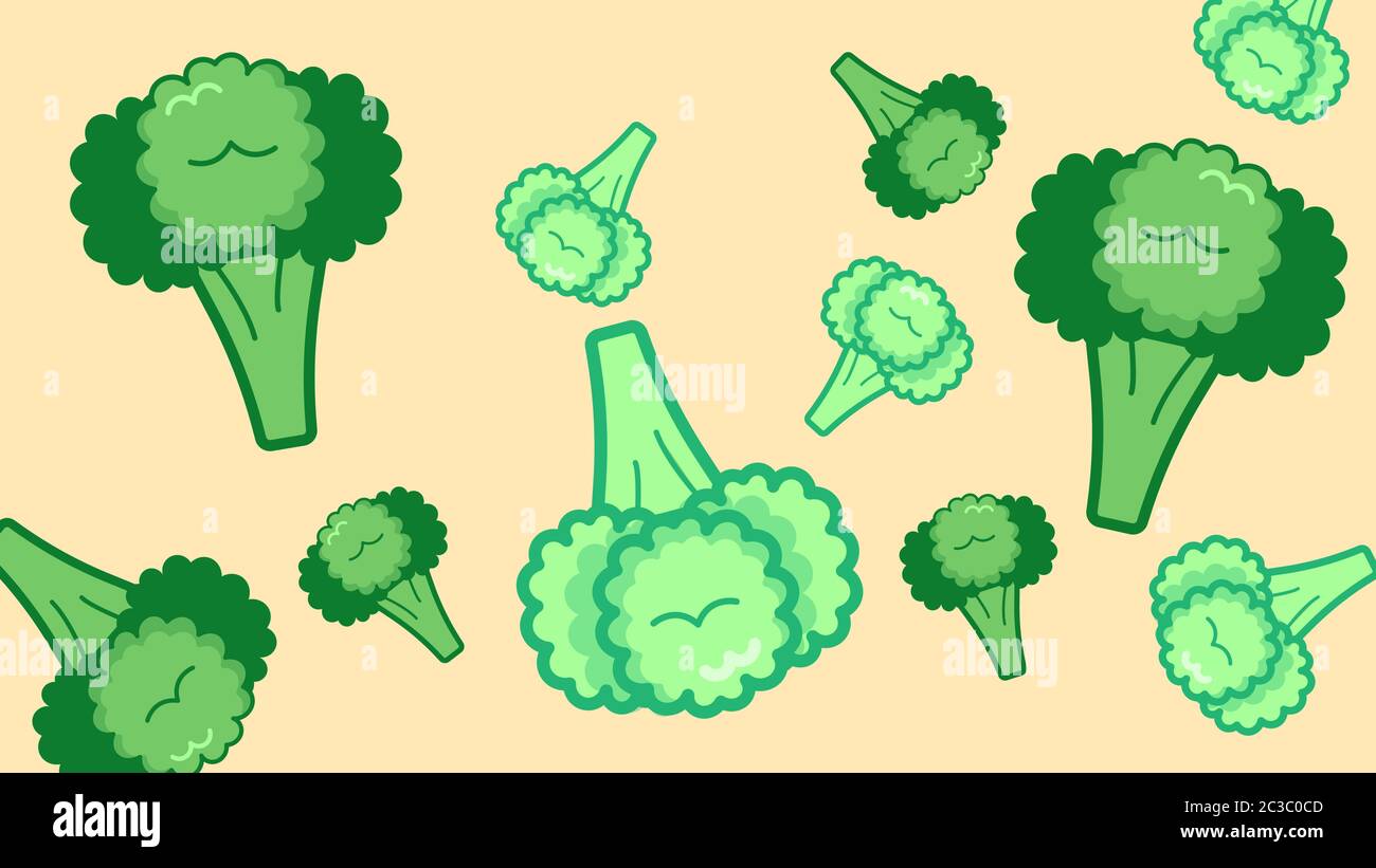 Big and small green broccoli on beige background. Vector Stock Vector