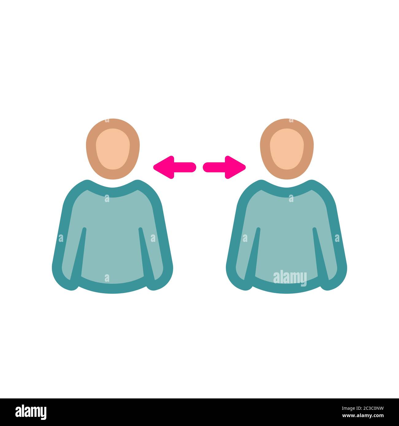 Social distancing icon in color isolated on white. Vector illustration. Stock Vector