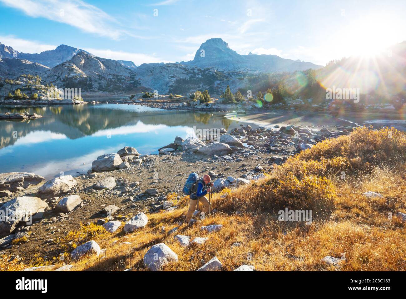 Hike in autumn season Stock Photo