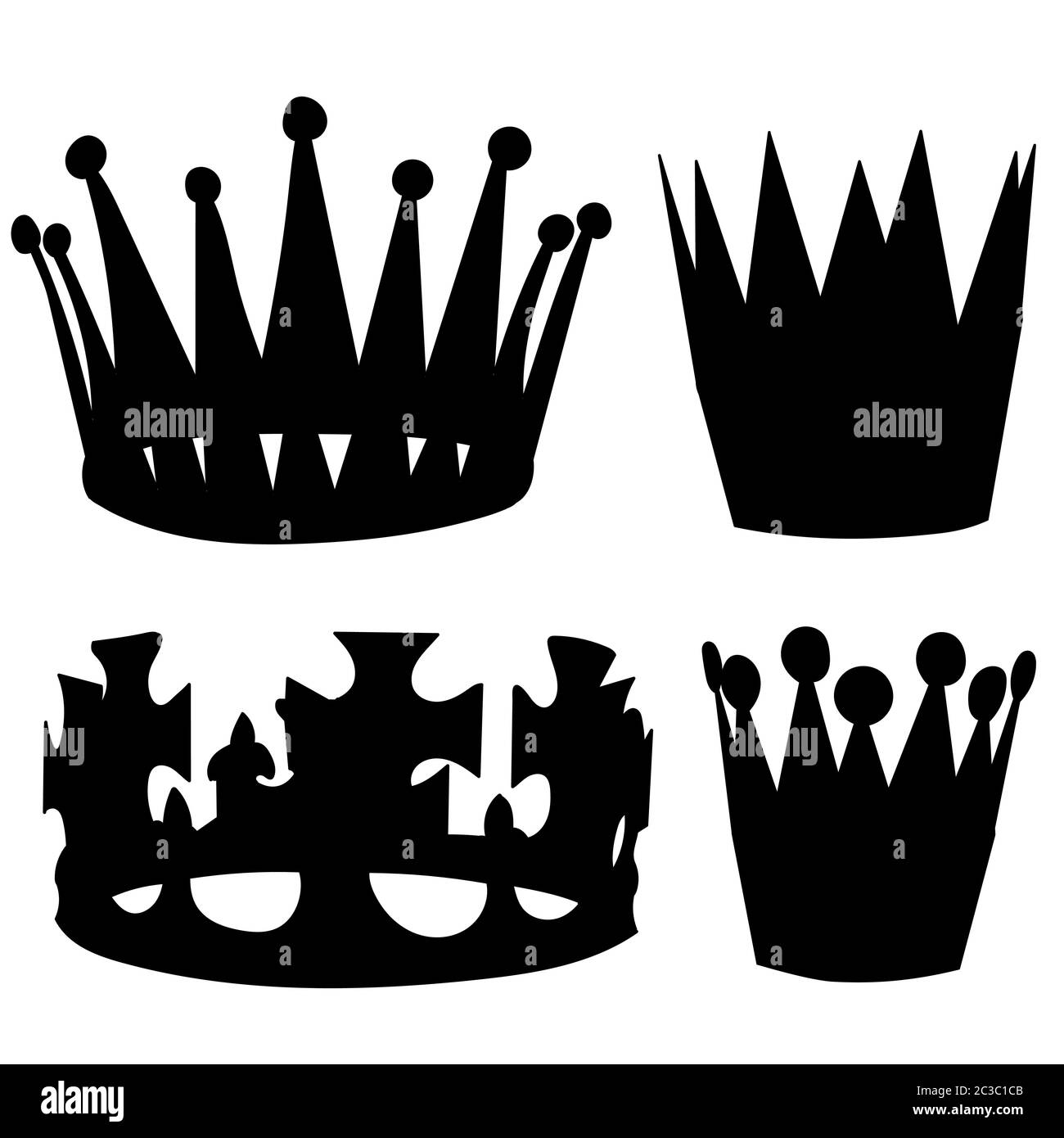 vector, on white background, set, crown silhouette collection Stock ...