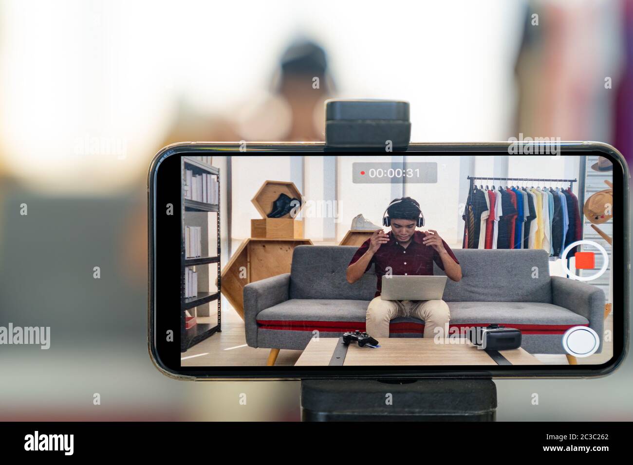 Gamer casting as vlog Stock Photo