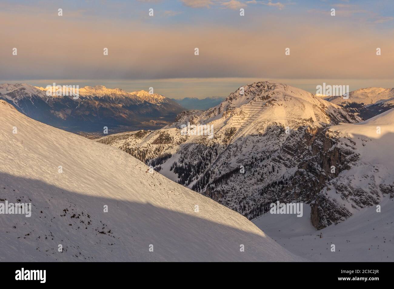 view of the ski region Axamer Lizum, Austria Stock Photo