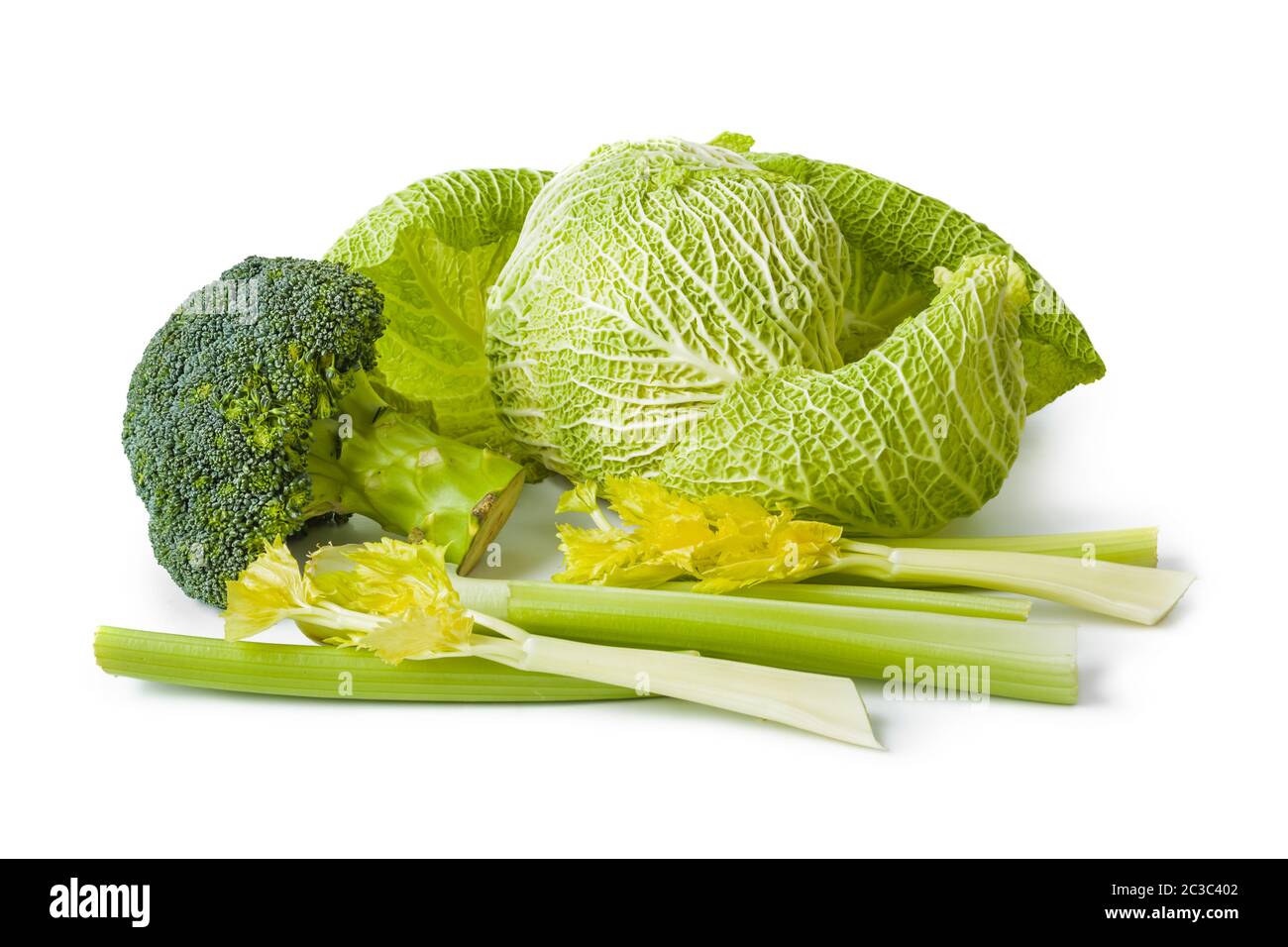 Cabbage, celery and broccoli Stock Photo